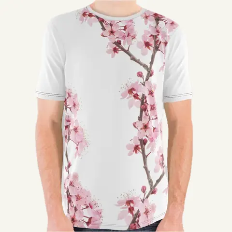 All-over printed shirt featuring a cherry blossom design